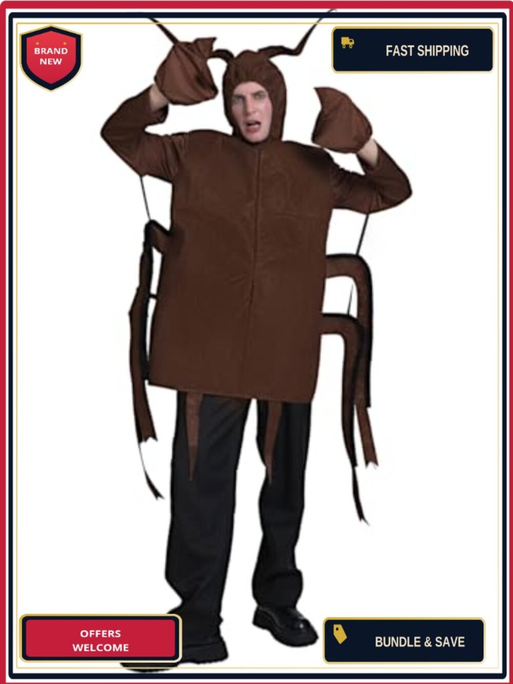Adult Cockroach Costume Scary Tunic for Halloween Cosplay Parties